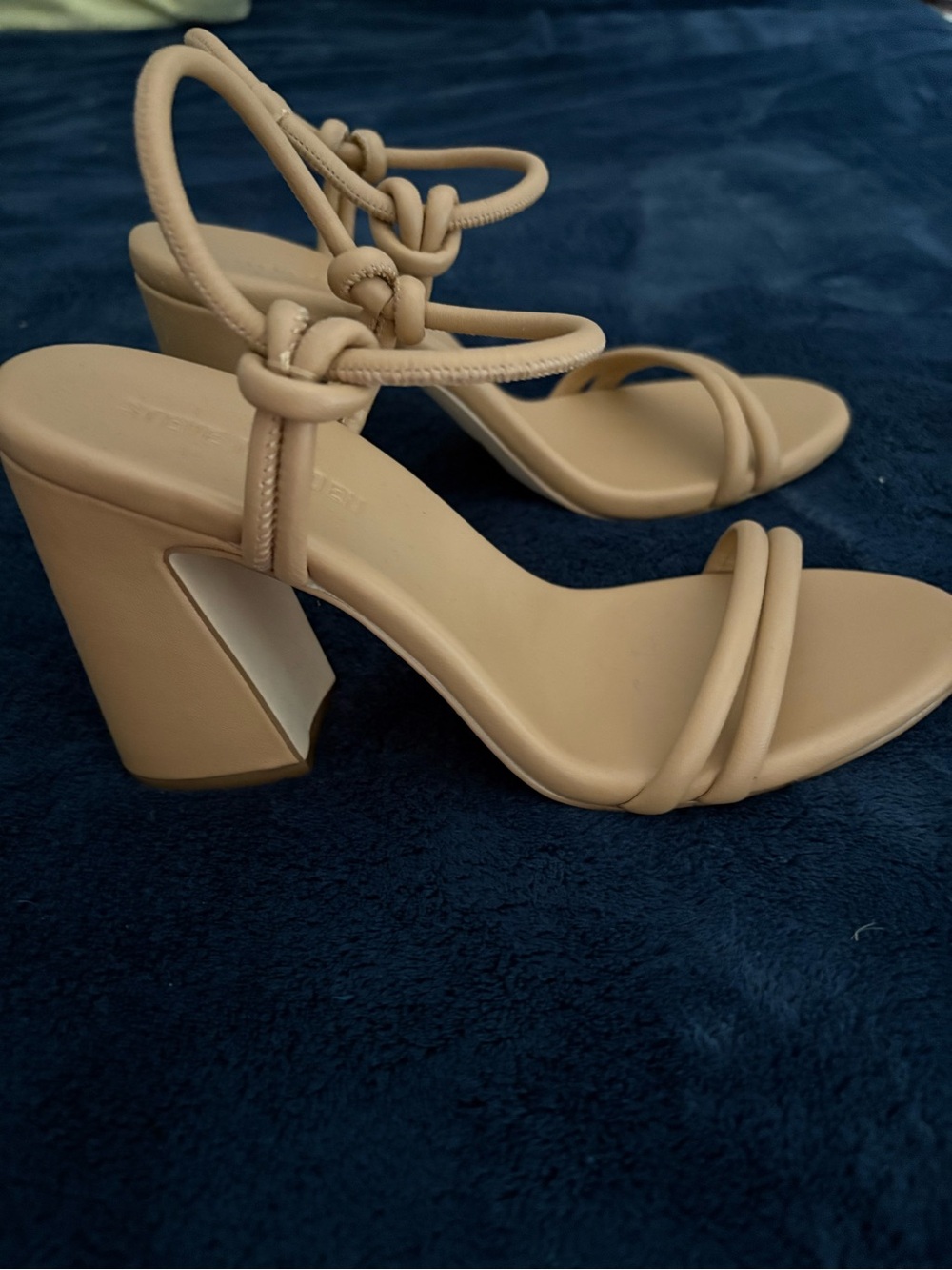 Steve Madden Nude Knot-Strap Block Heel Sandals
